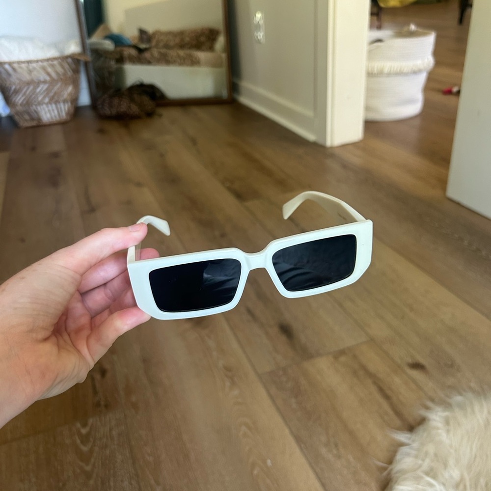 White Rectangular Sunglasses - image 1